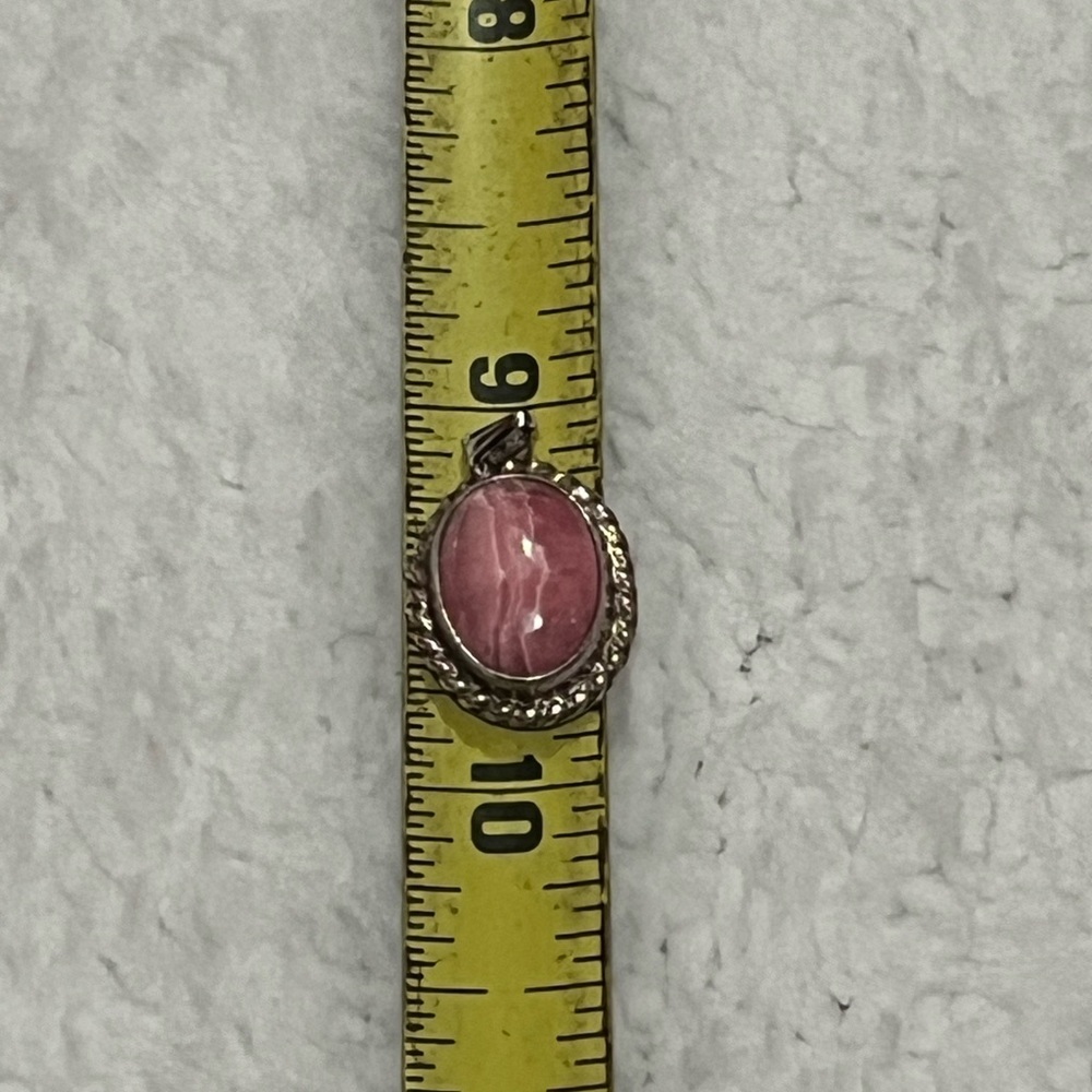 Pink Agate pendant. .25 set in sterling silver - Picture 4 of 6
